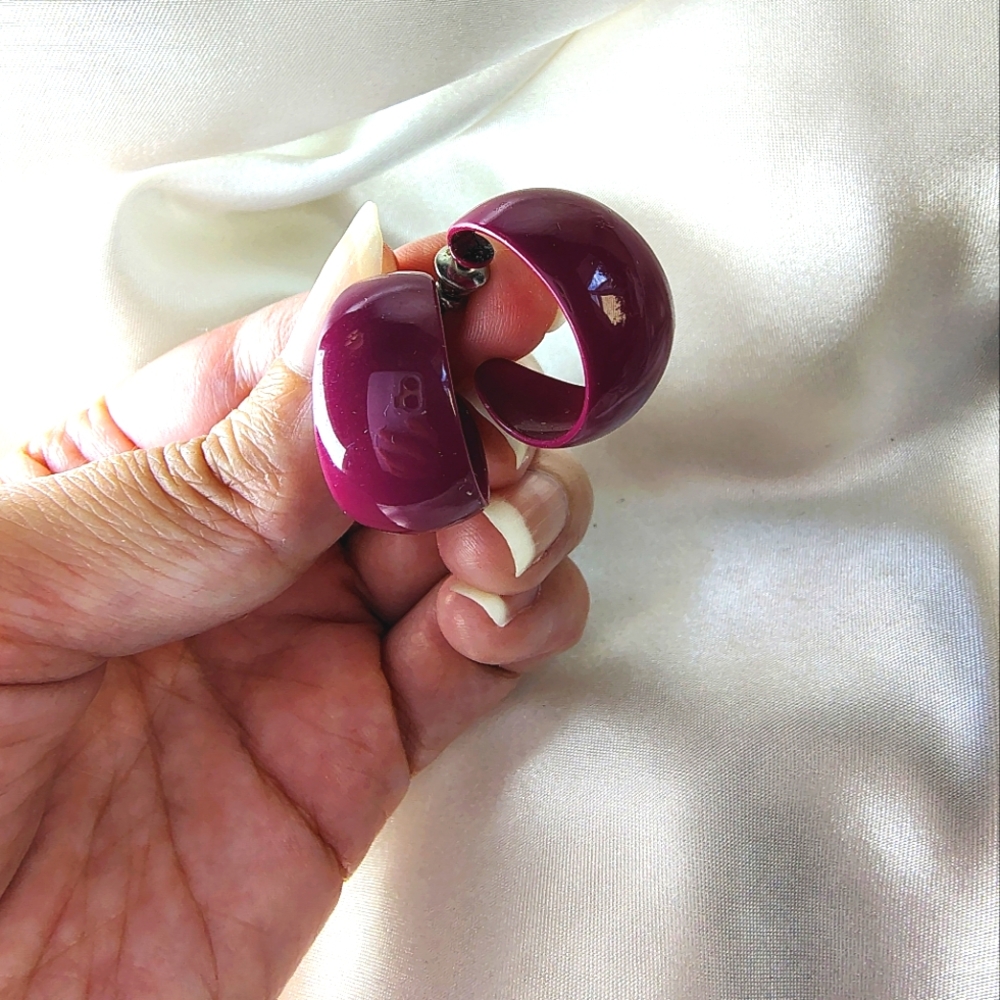Vintage Magenta Hoop Earrings